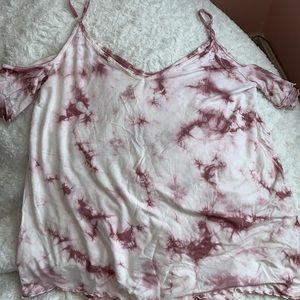 Purple/Pinkish tie dye tank top,shoulder cut outs